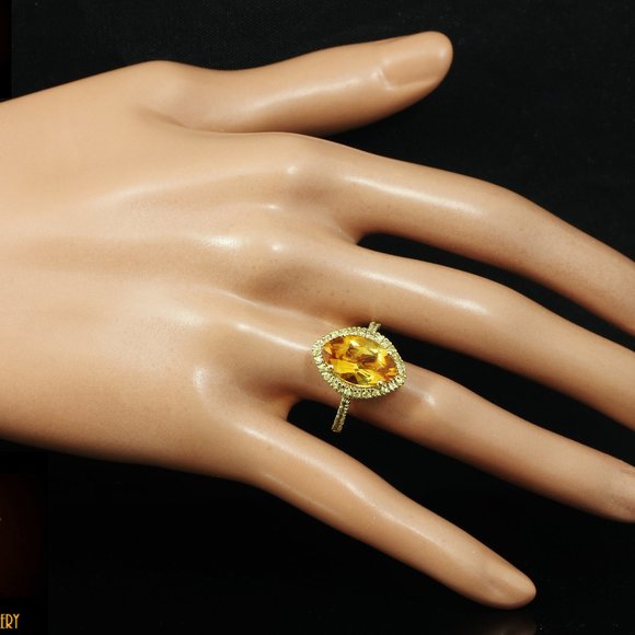 Sonia Bitton / 3.75 CT Honey Citrine & Yellow Sapphire Ring / 14K - Picture 6 of 7